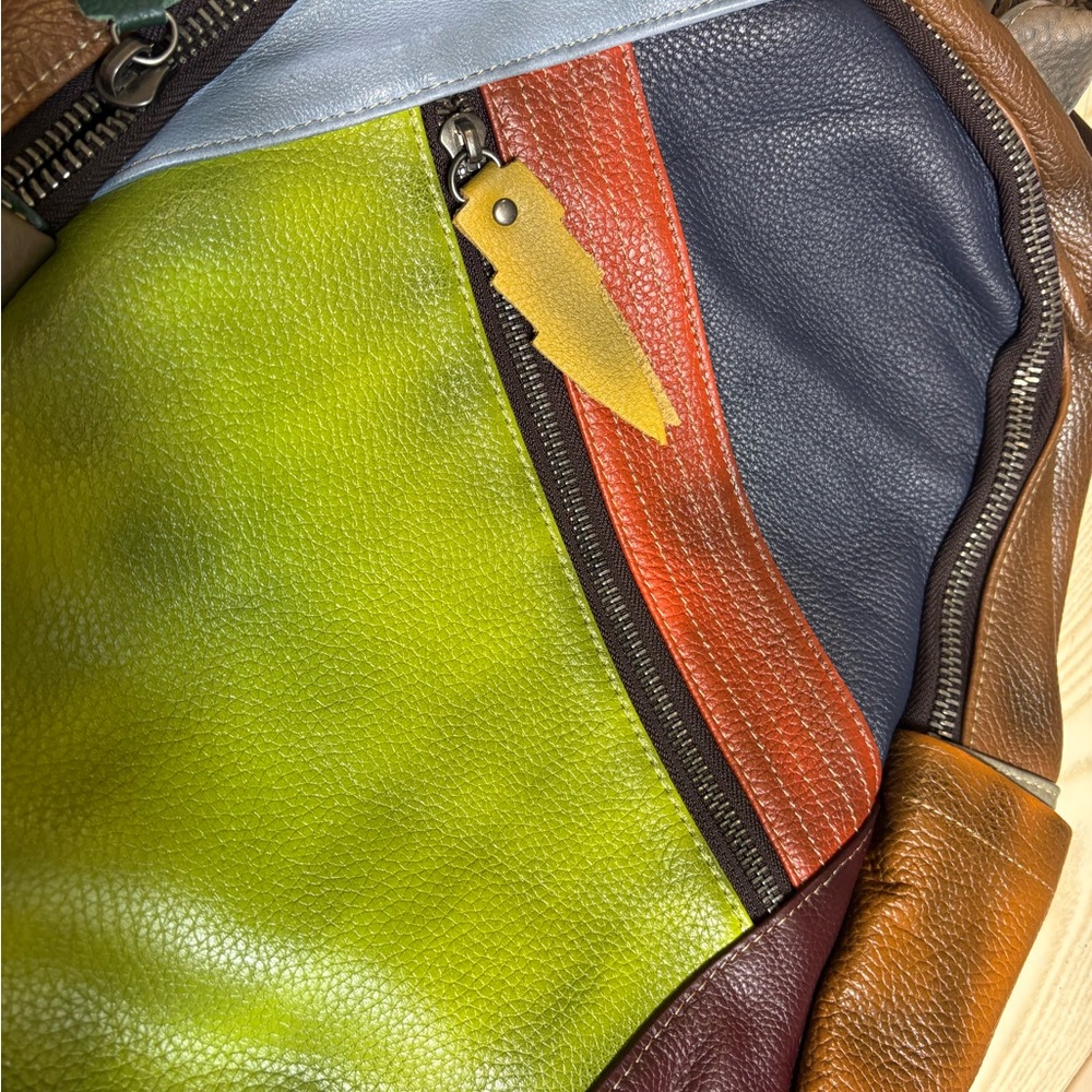 Brand New Multicolor genuine Leather Backpack - Picture 8 of 16